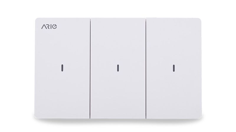 Công tắc thông minh Ario 3 nút mặt kính cao cấp, phân phối bởi Nhà thông minh AMES.